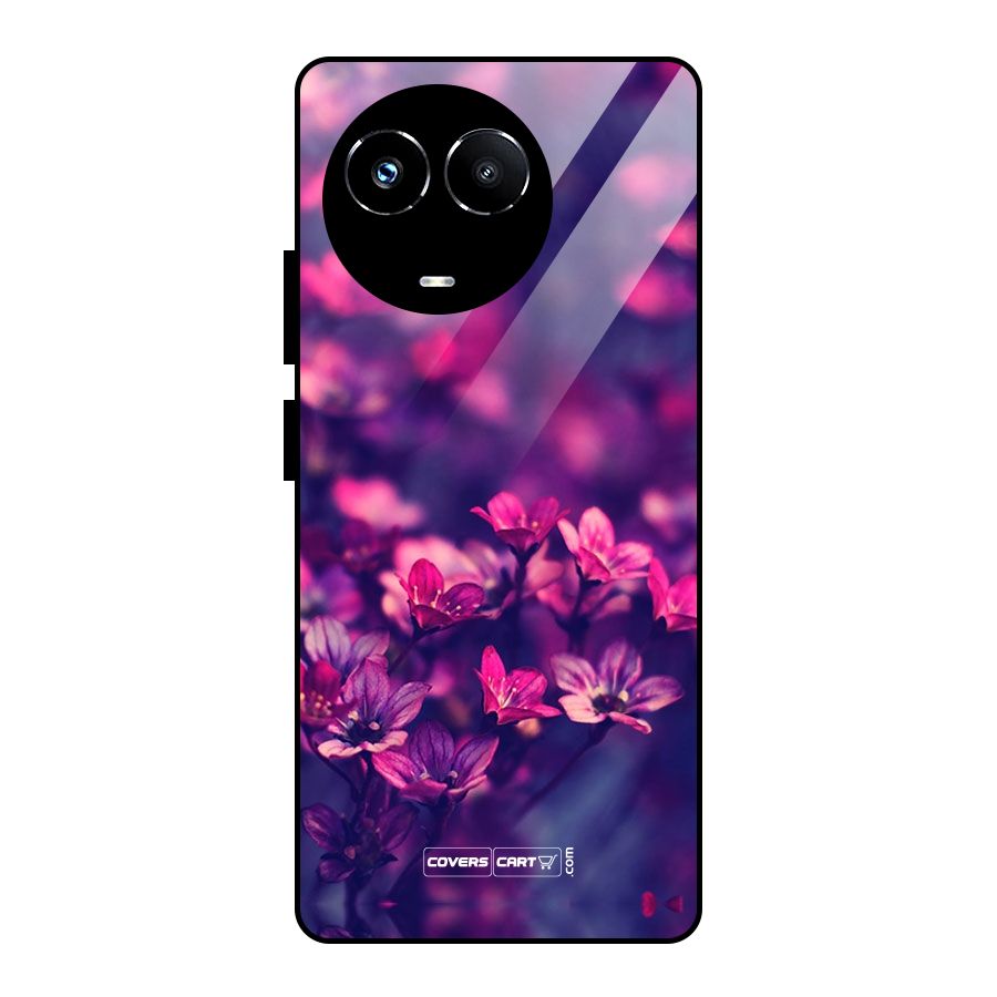 Violet Floral Glass Back Case for Realme Narzo 60X