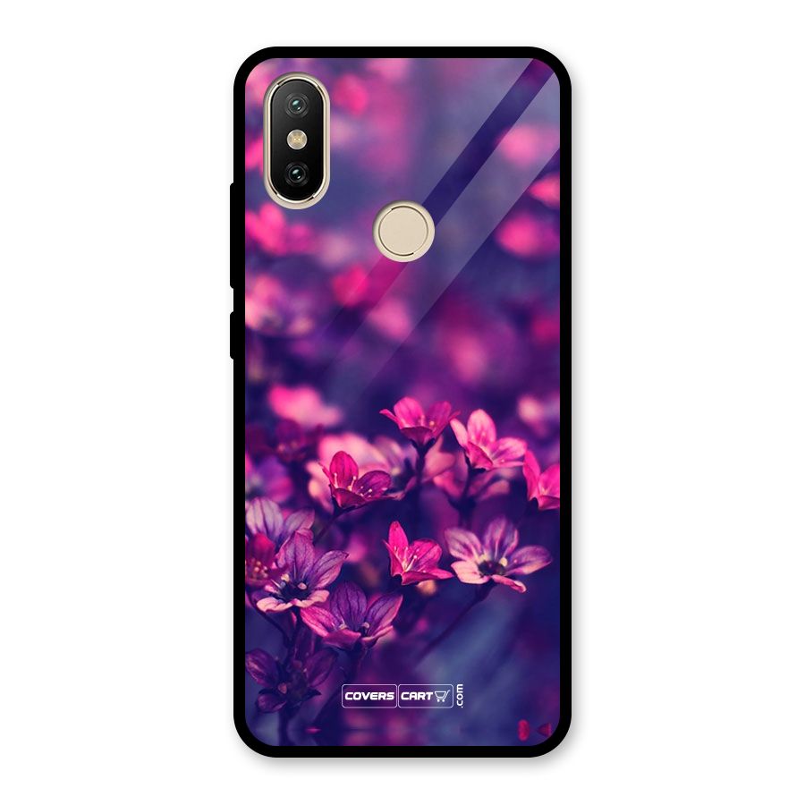 Violet Floral Glass Back Case for Redmi A2