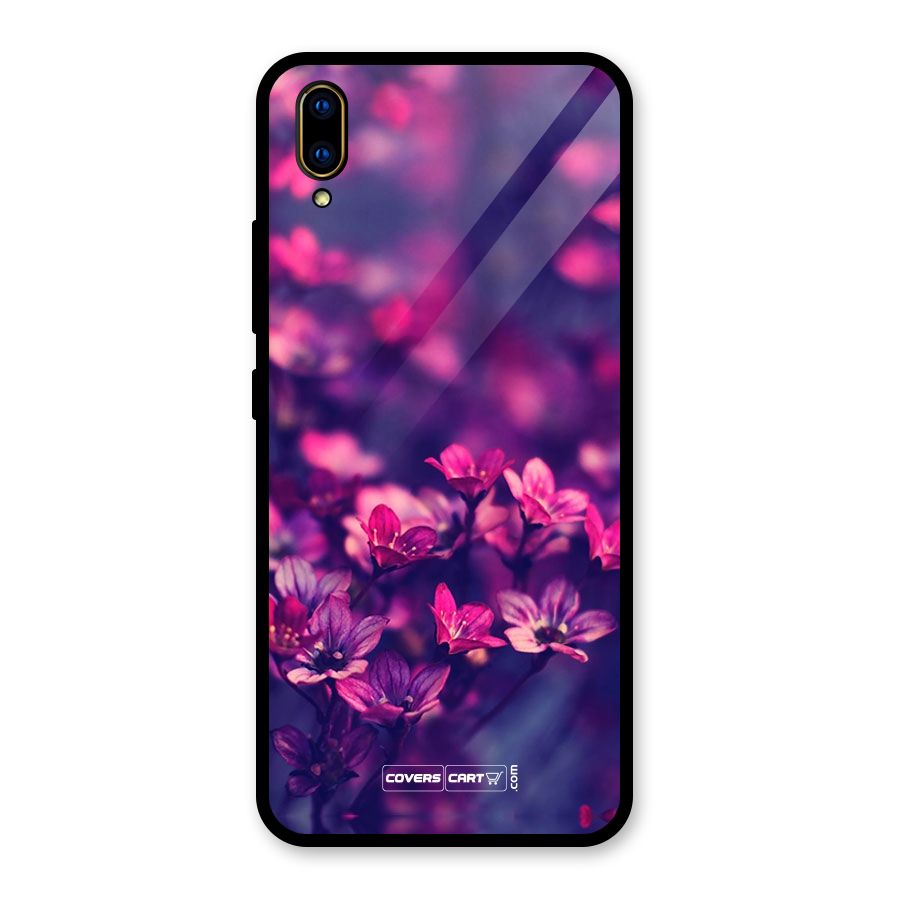 Violet Floral Glass Back Case for Vivo V11 Pro