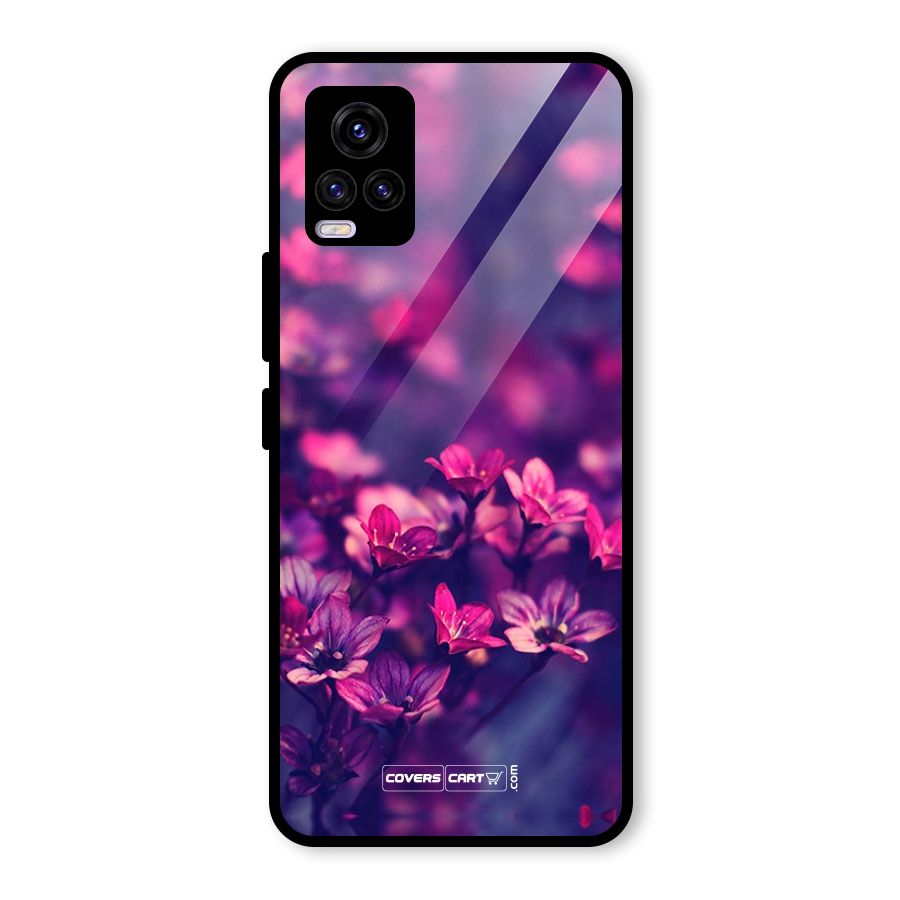 Violet Floral Glass Back Case for Vivo V20 2021