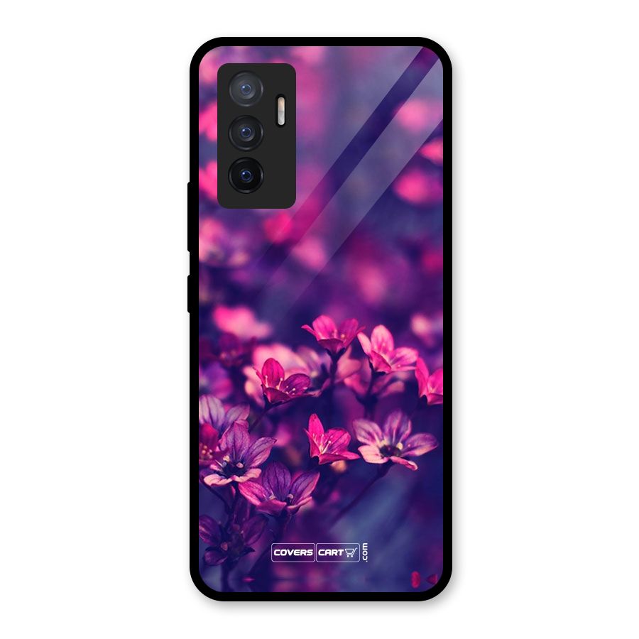 Violet Floral Glass Back Case for Vivo V23e