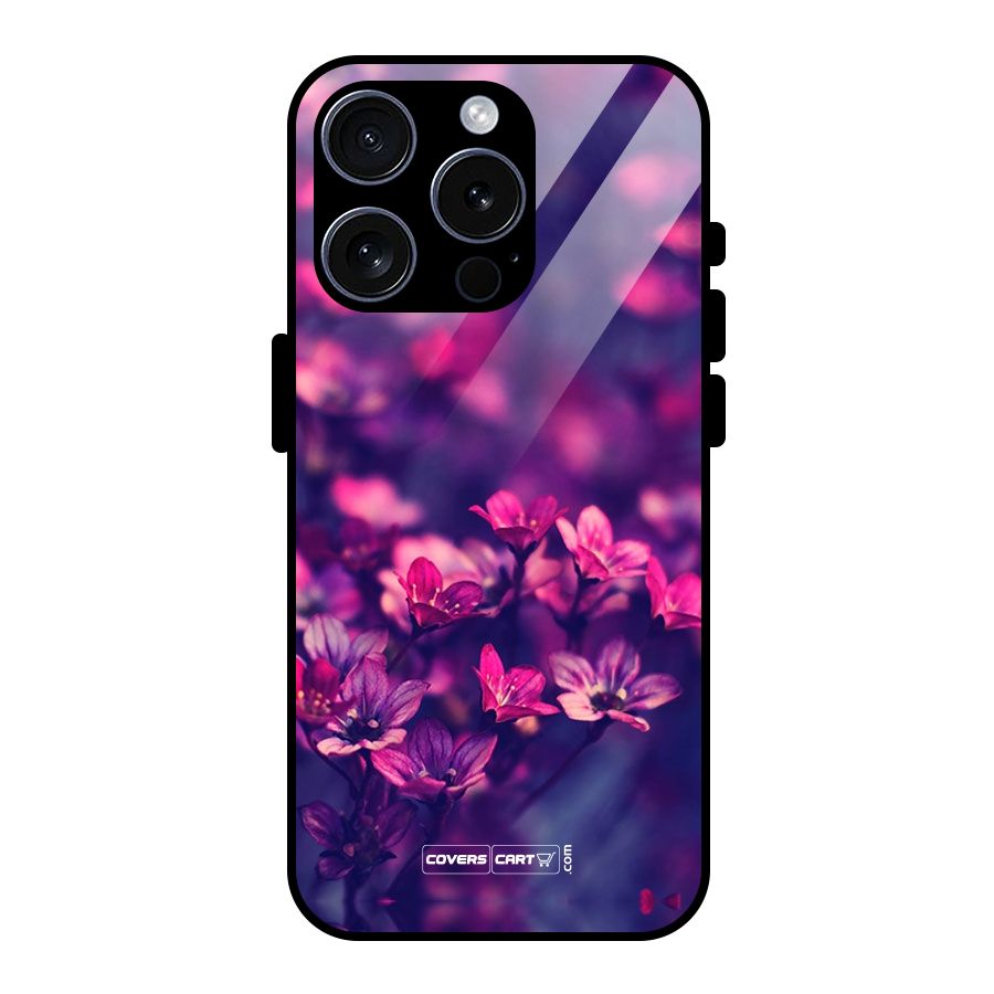 Violet Floral Glass Back Case for iPhone 15 Pro