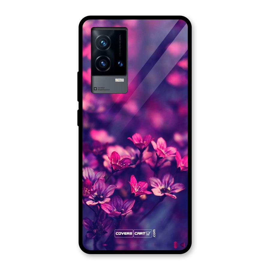 Violet Floral Glass Back Case for iQOO 9 5G
