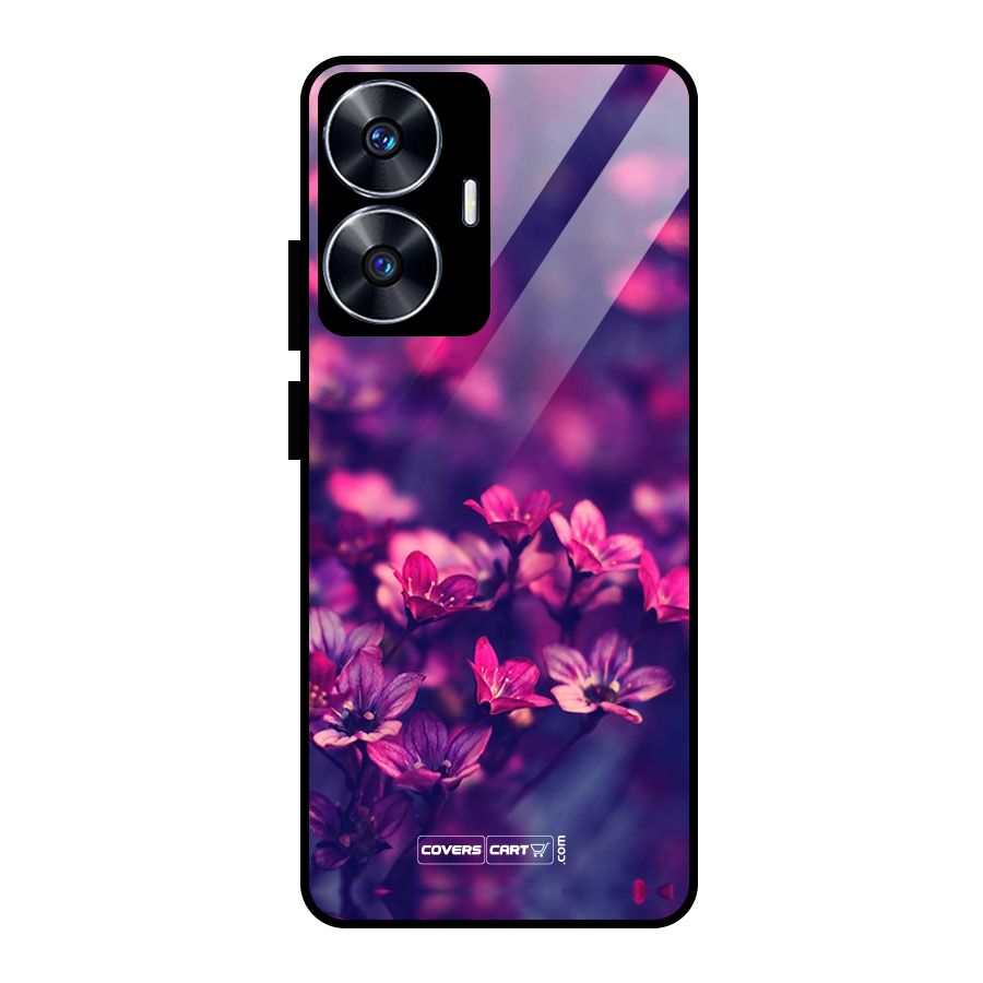 Violet Floral Glass Back Case for realme C55