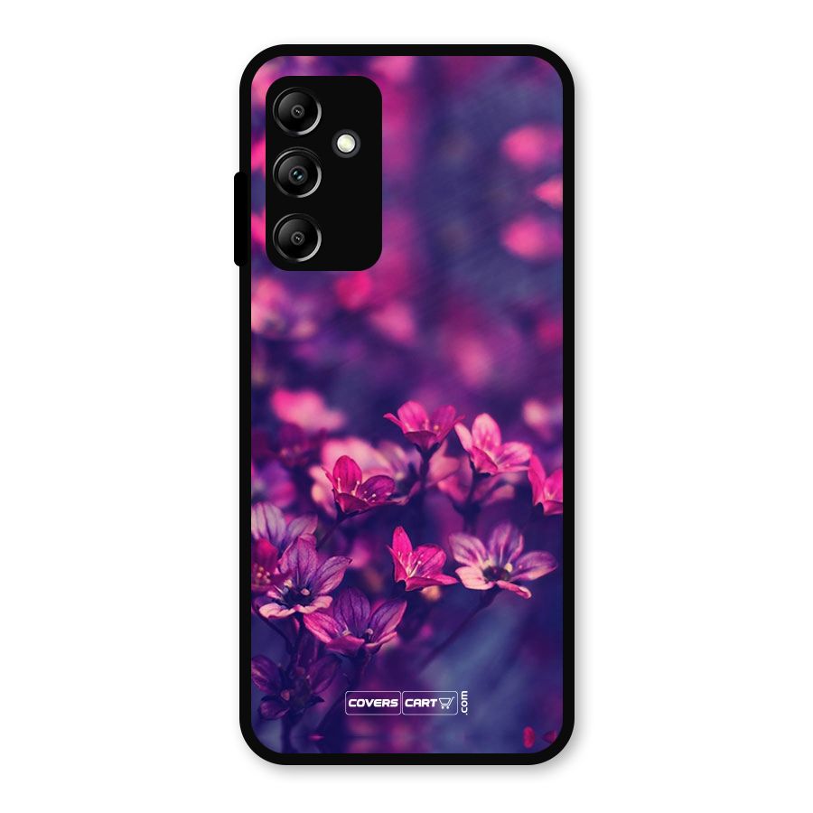 Violet Floral Metal Back Case for Galaxy A14 5G