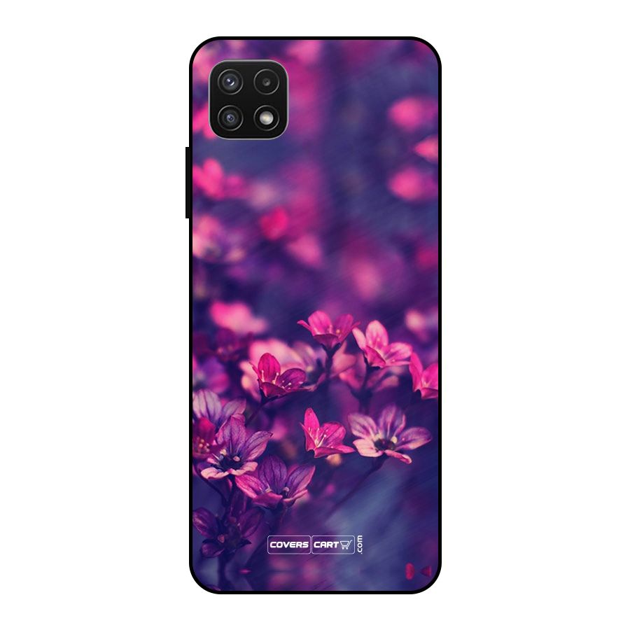 Violet Floral Metal Back Case for Galaxy A22 5G