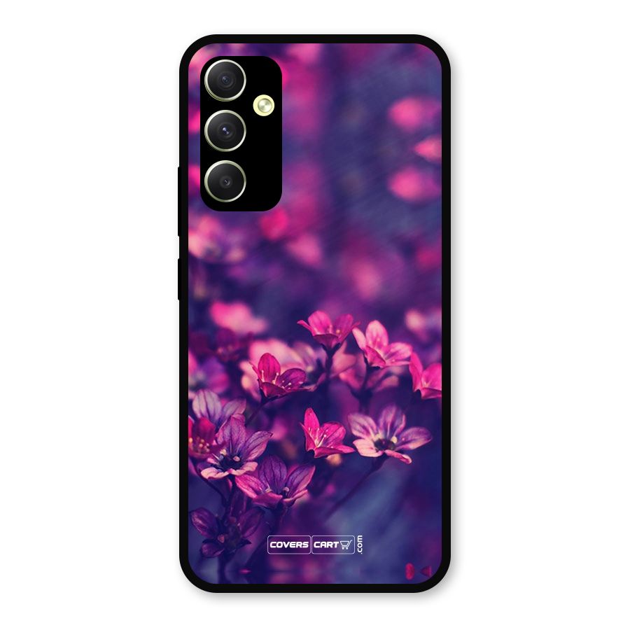 Violet Floral Metal Back Case for Galaxy A34