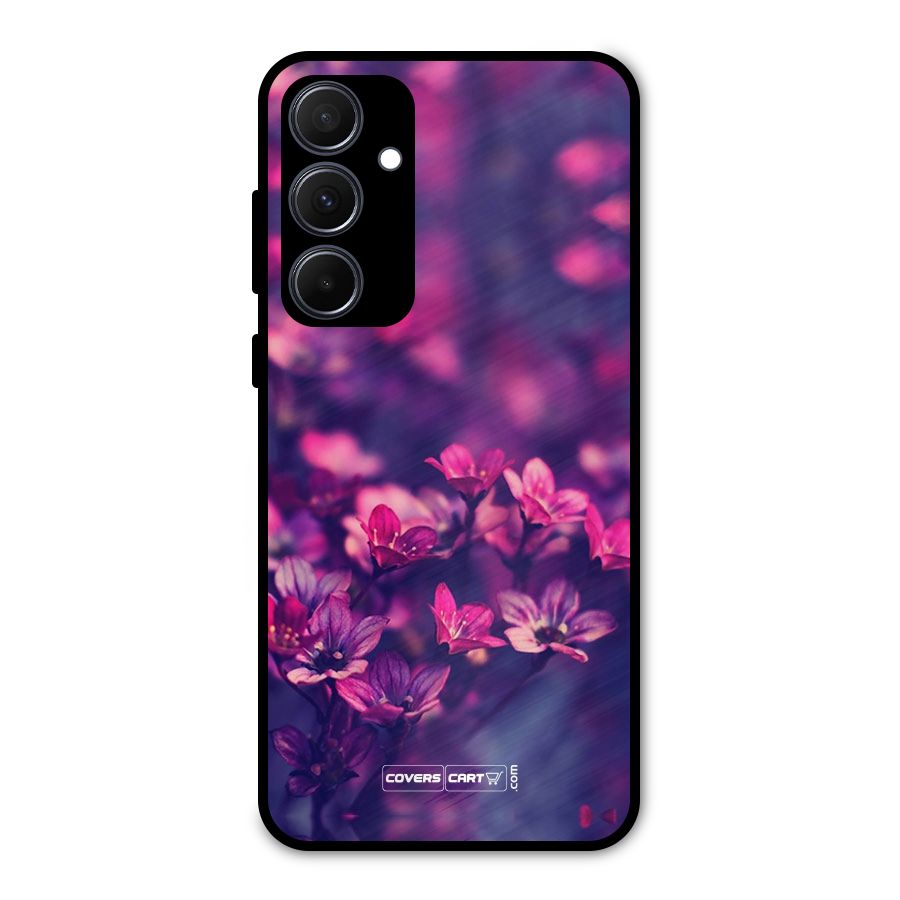 Violet Floral Metal Back Case for Galaxy A35