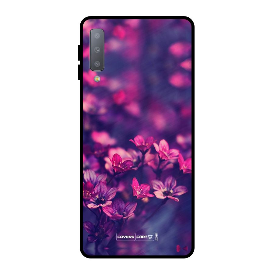 Violet Floral Metal Back Case for Galaxy A7 (2018)