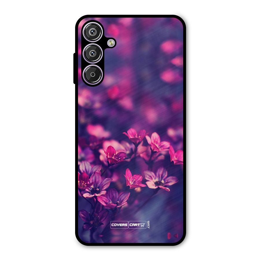 Violet Floral Metal Back Case for Galaxy F15
