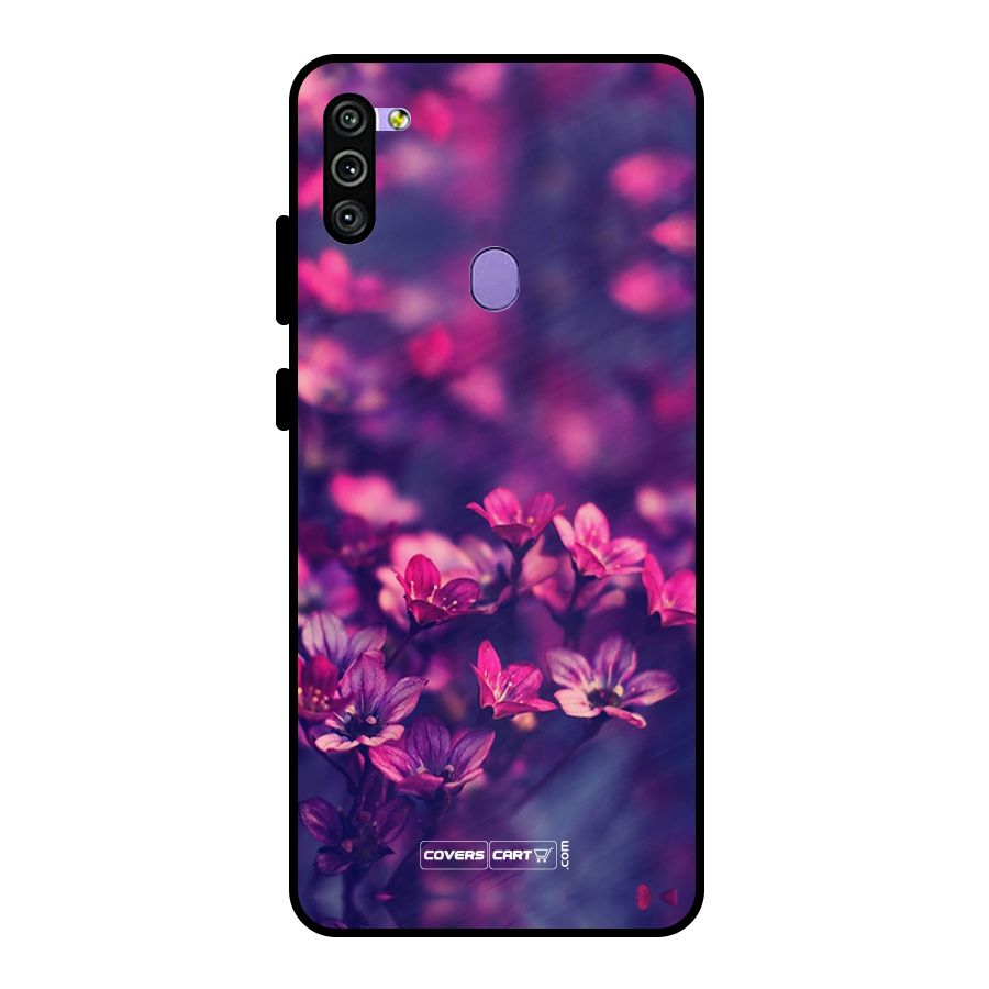Violet Floral Metal Back Case for Galaxy M11