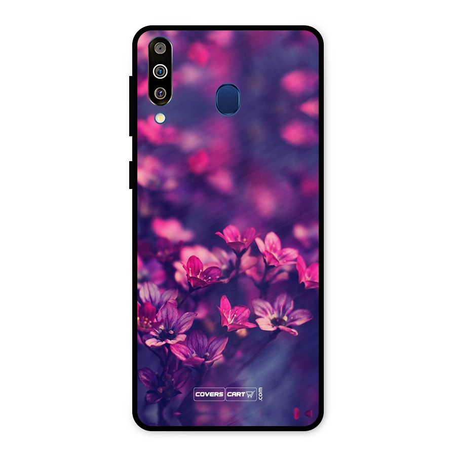 Violet Floral Metal Back Case for Galaxy M30