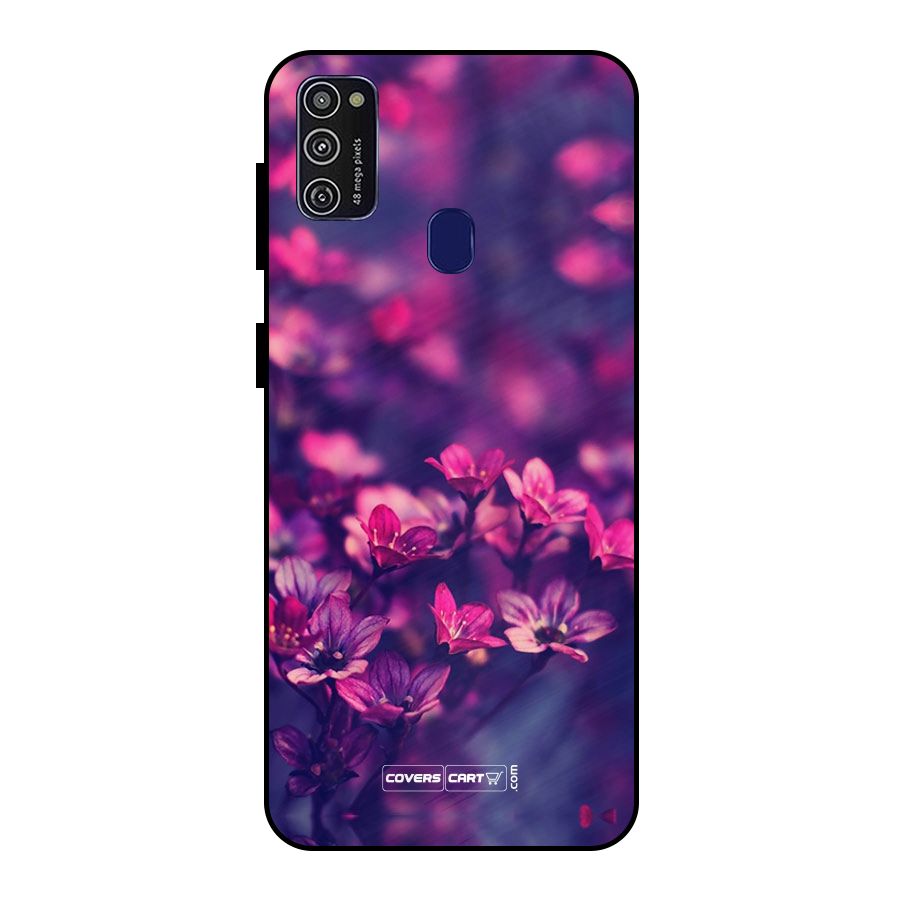 Violet Floral Metal Back Case for Galaxy M30s