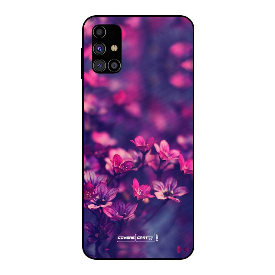 Violet Floral Metal Back Case for Galaxy M31s