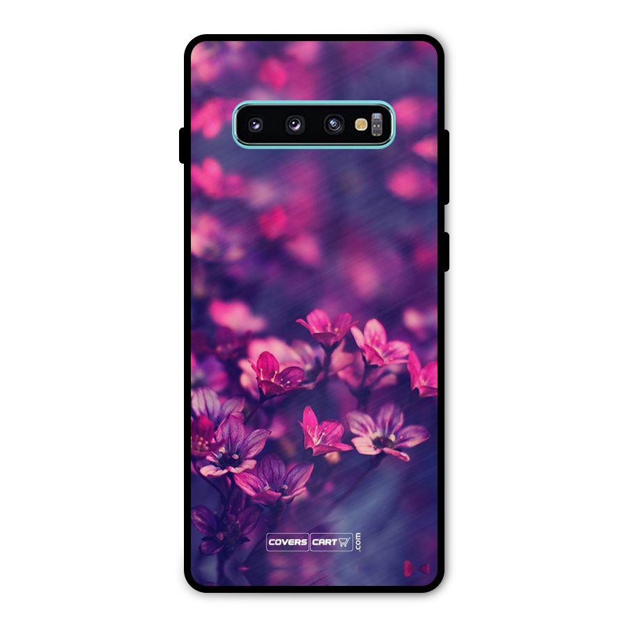 Violet Floral Metal Back Case for Galaxy S10 Plus