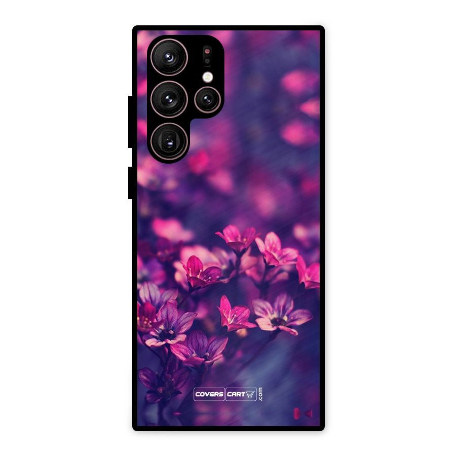 Violet Floral Metal Back Case for Galaxy S22 Ultra 5G