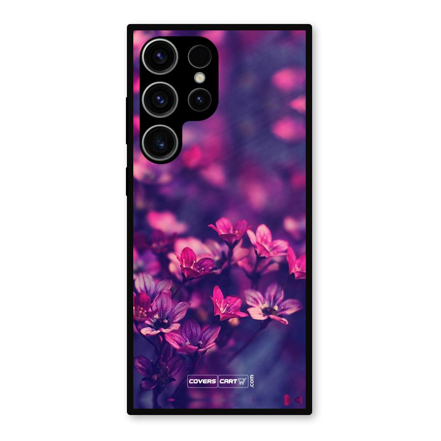 Violet Floral Metal Back Case for Galaxy S23 Ultra