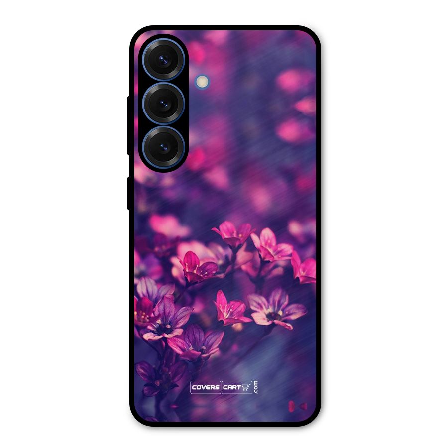 Violet Floral Metal Back Case for Galaxy S25