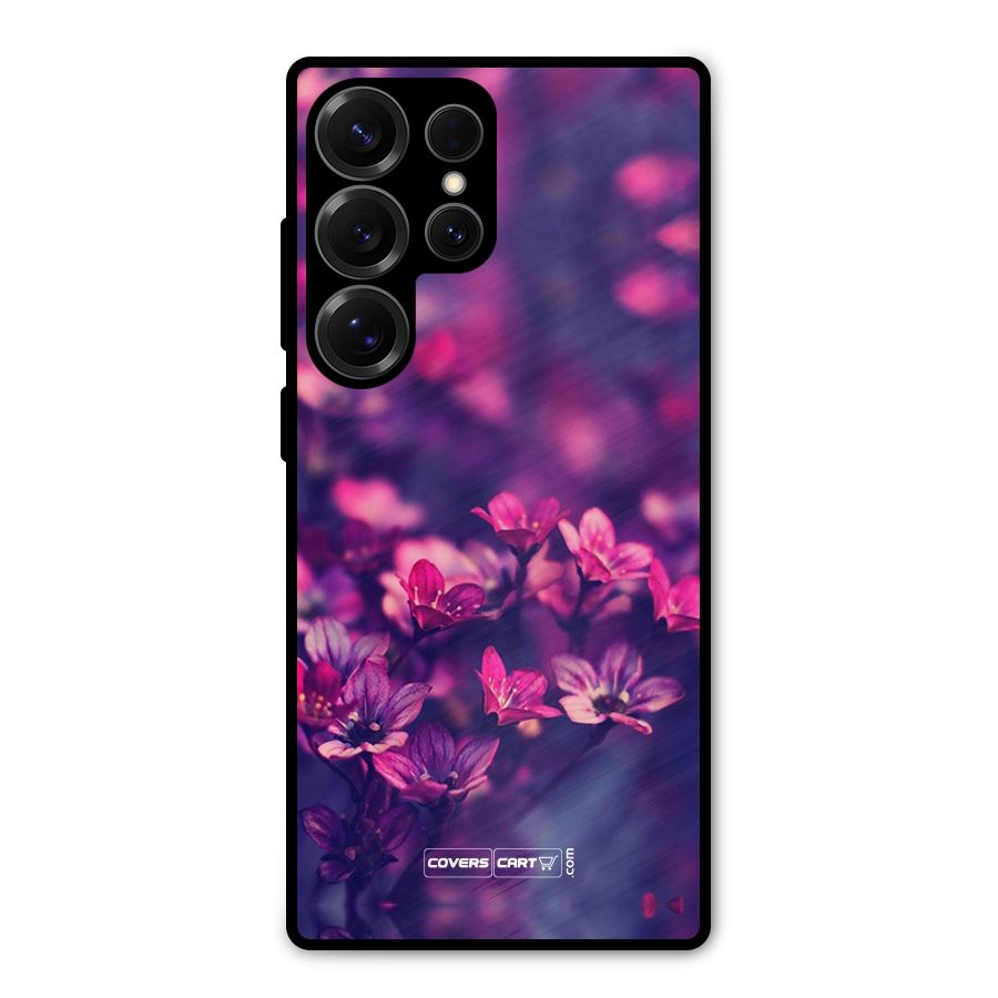 Violet Floral Metal Back Case for Galaxy S25 Ultra
