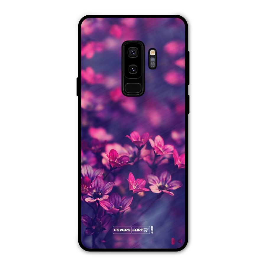 Violet Floral Metal Back Case for Galaxy S9 Plus
