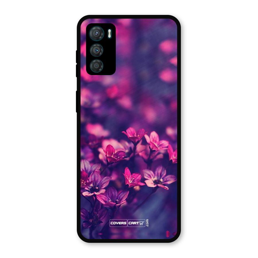 Violet Floral Metal Back Case for Moto G42