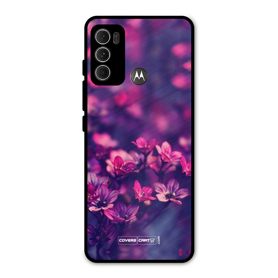 Violet Floral Metal Back Case for Moto G60