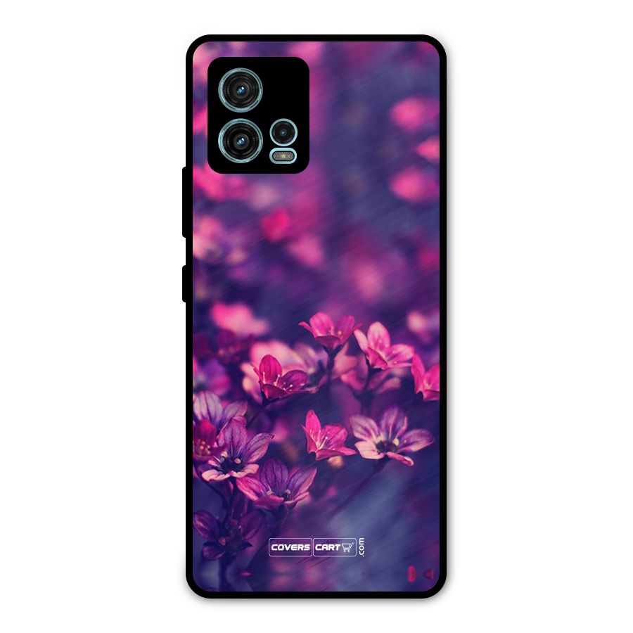 Violet Floral Metal Back Case for Moto G72