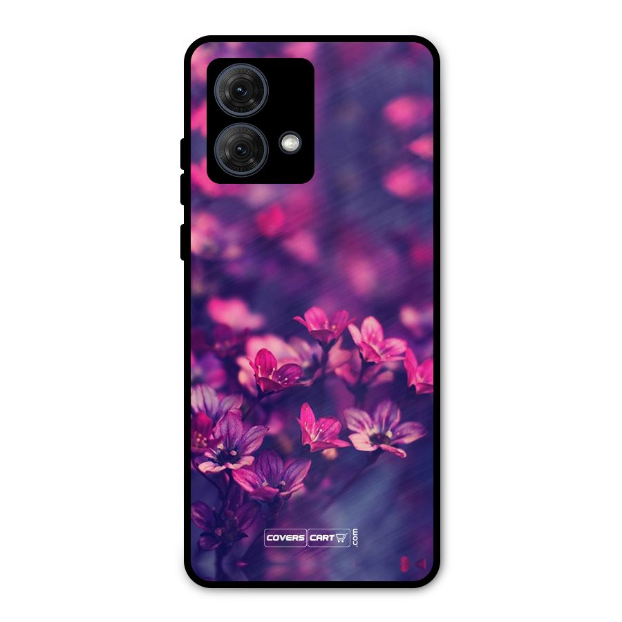 Violet Floral Metal Back Case for Moto G84