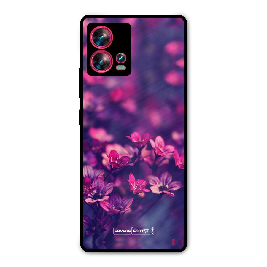 Violet Floral Metal Back Case for Motorola Edge 30 Fusion