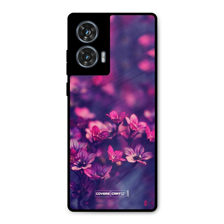 Violet Floral Metal Back Case for Motorola Edge 50 Fusion