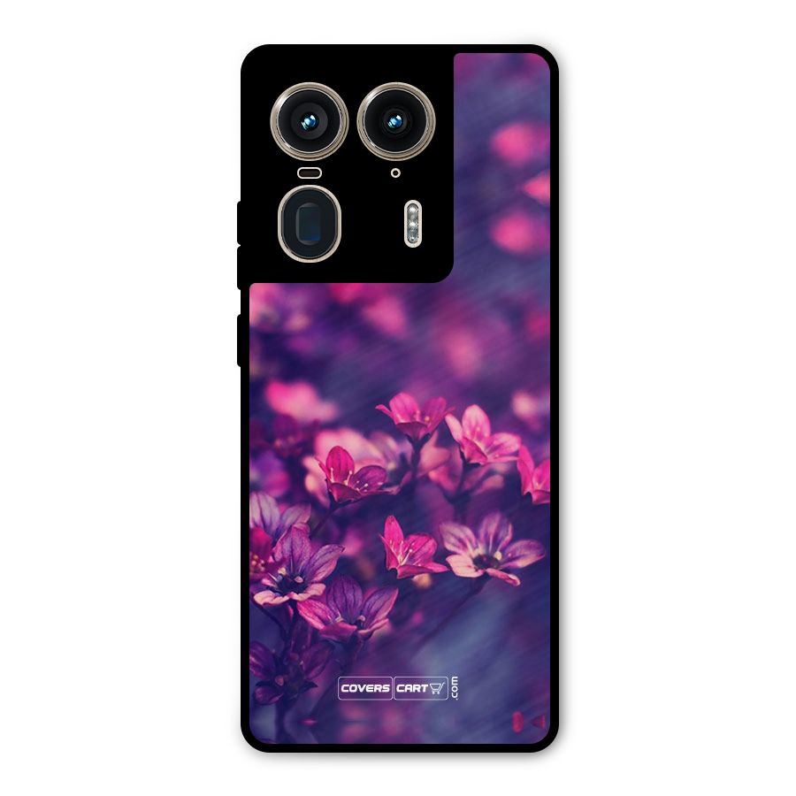 Violet Floral Metal Back Case for Motorola Edge 50 Ultra