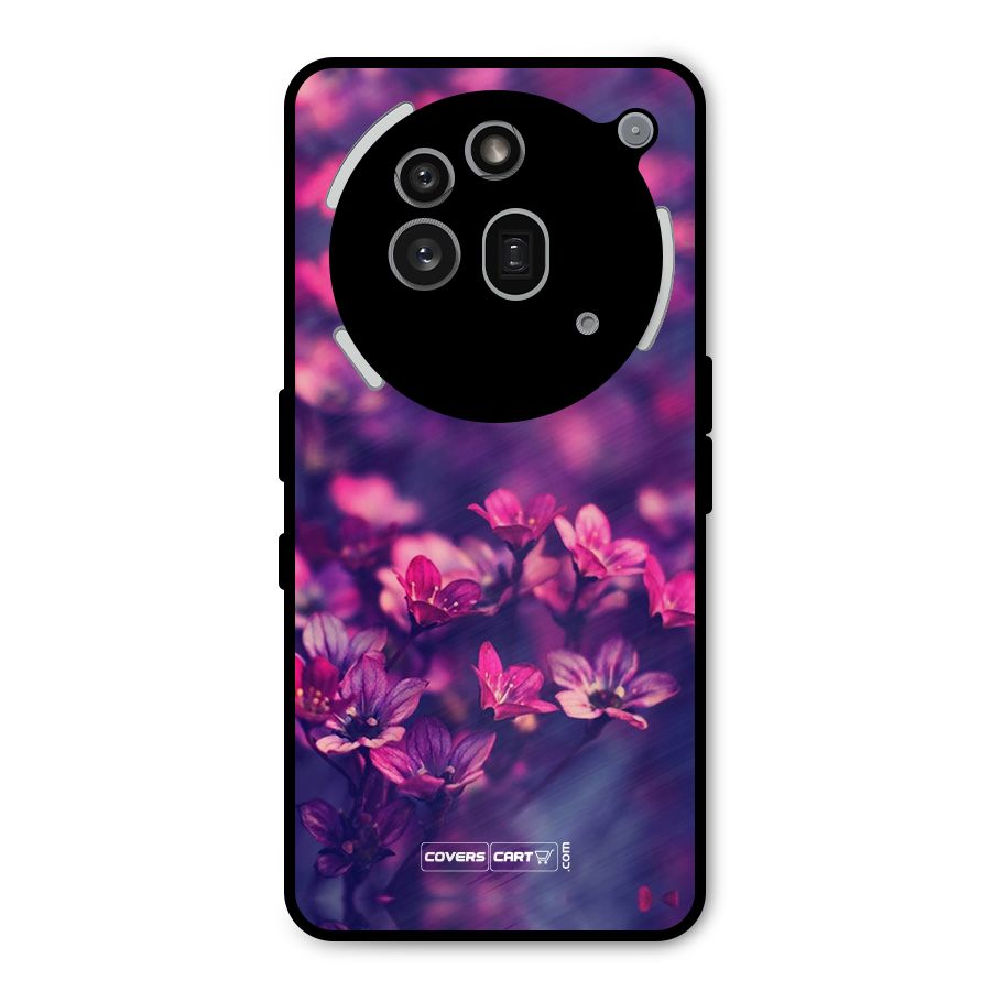 Violet Floral Metal Back Case for Nothing Phone 3a Pro