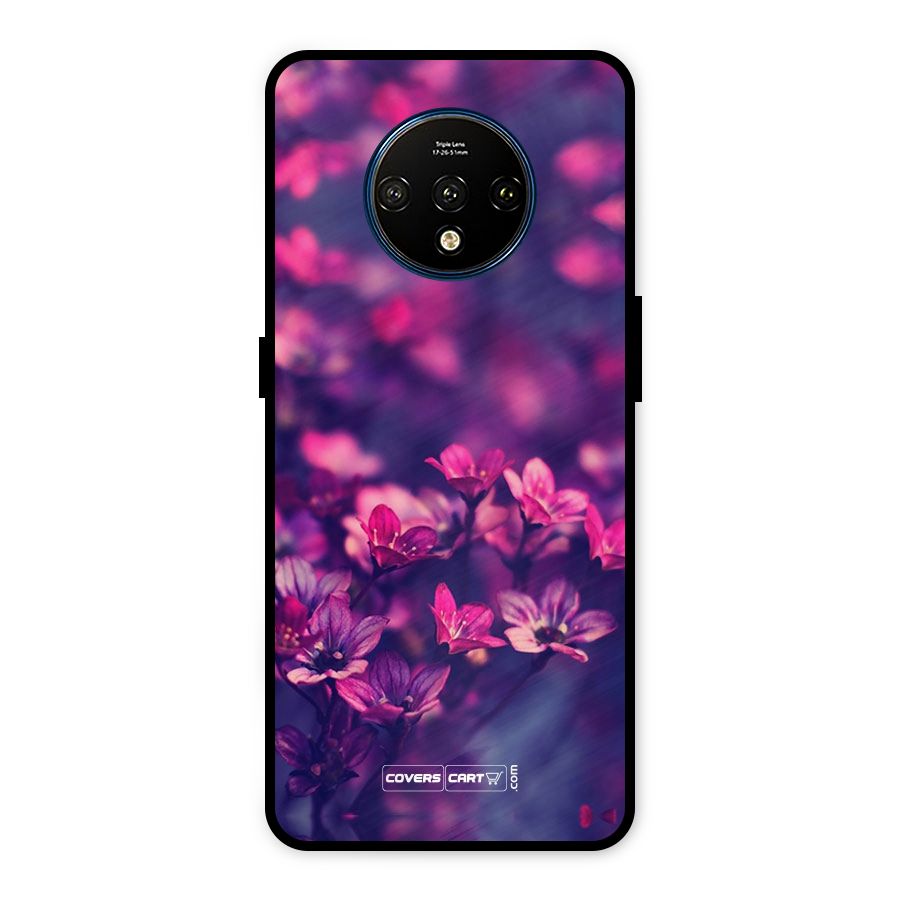 Violet Floral Metal Back Case for OnePlus 7T
