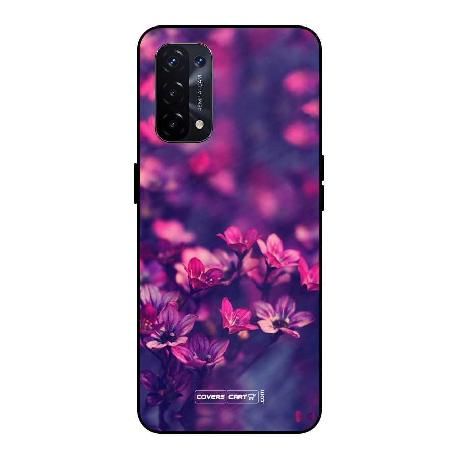 Violet Floral Metal Back Case for Oppo A74 5G