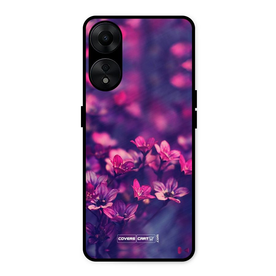 Violet Floral Metal Back Case for Oppo A78 5G