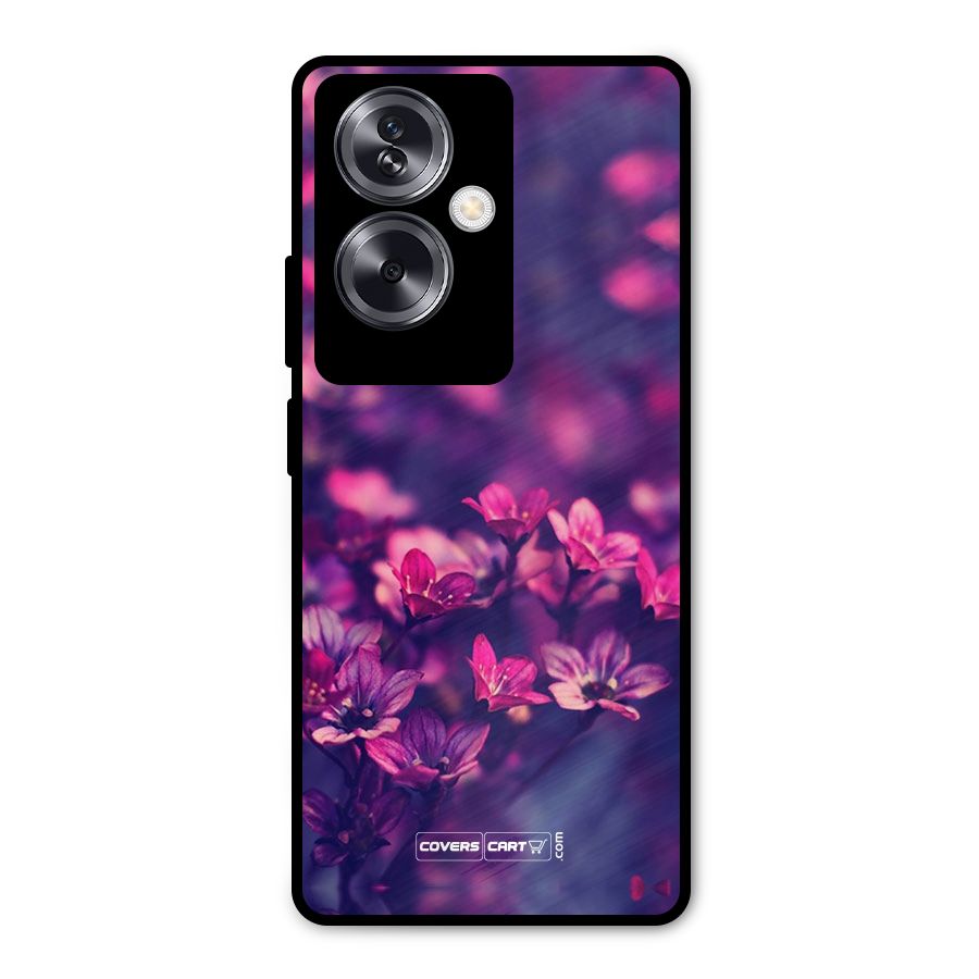 Violet Floral Metal Back Case for Oppo A79 5G