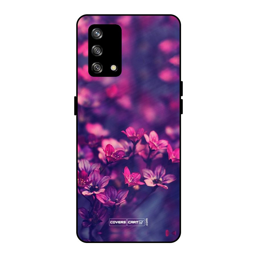 Violet Floral Metal Back Case for Oppo F19