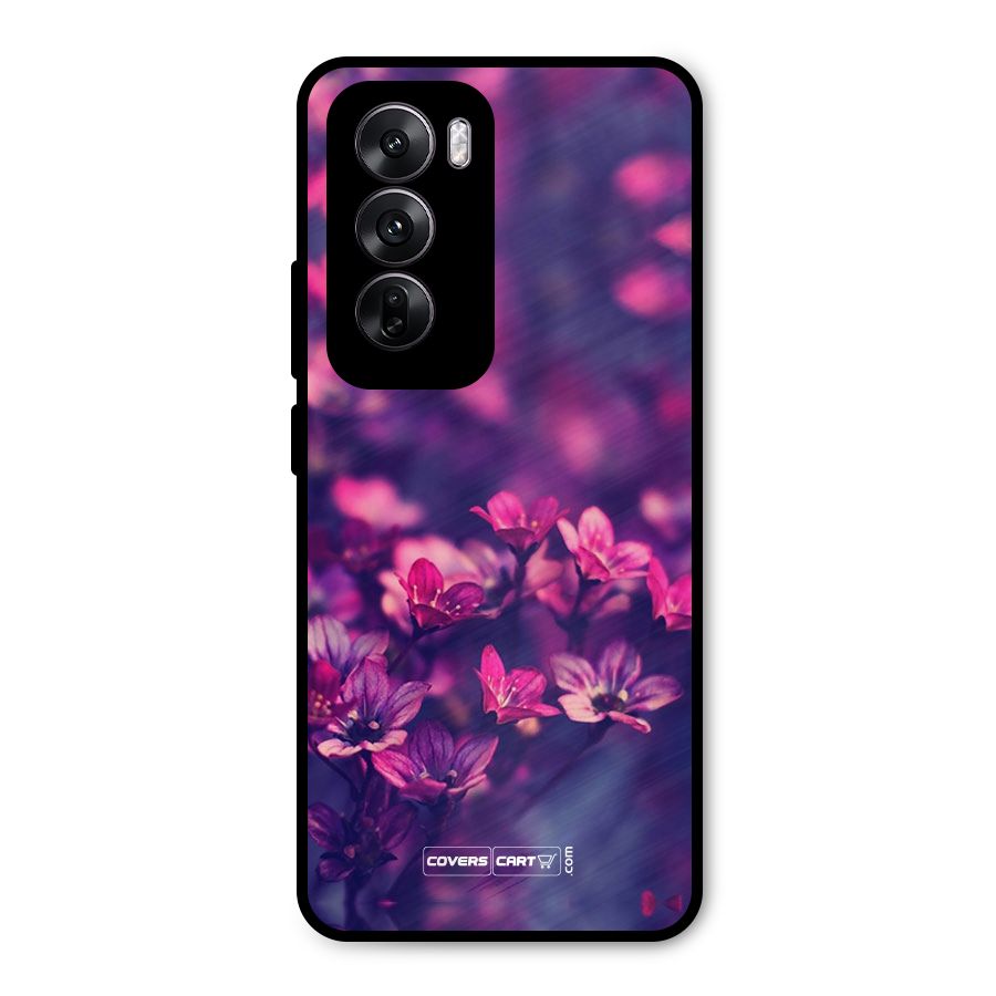 Violet Floral Metal Back Case for Oppo Reno12