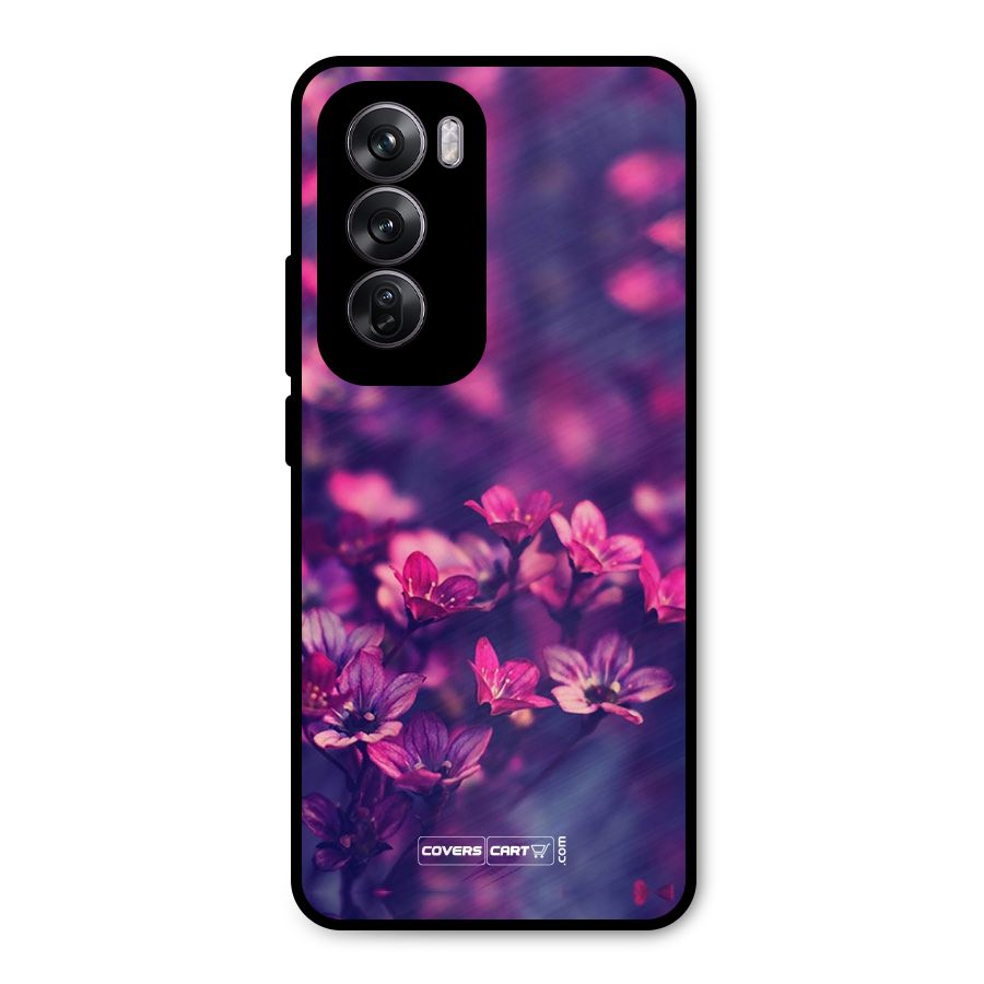 Violet Floral Metal Back Case for Oppo Reno12 Pro