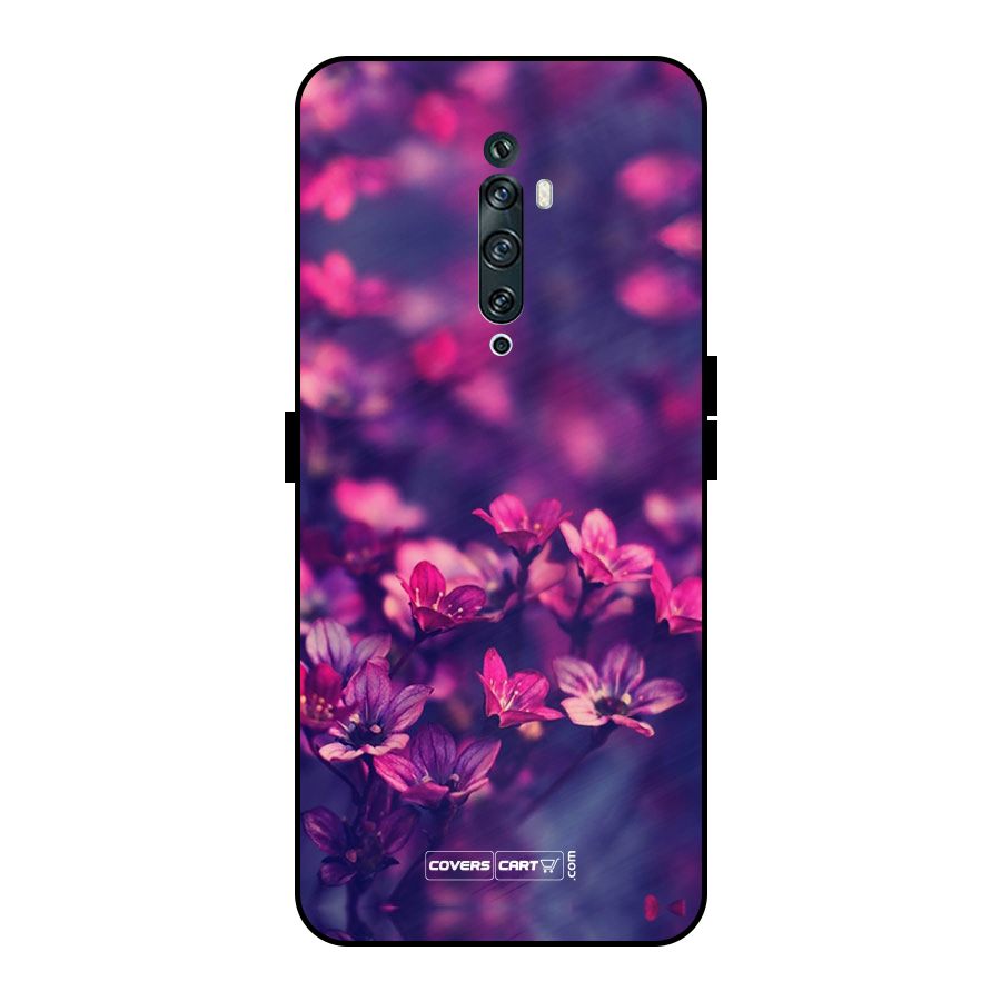 Violet Floral Metal Back Case for Oppo Reno2 F