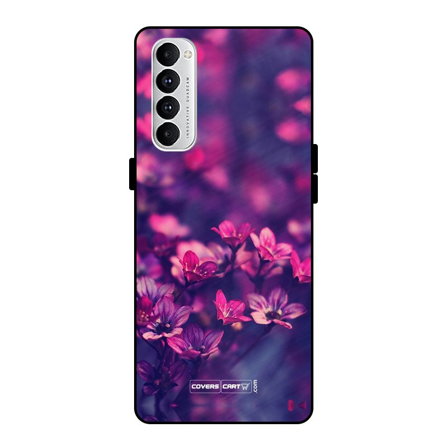 Violet Floral Metal Back Case for Oppo Reno4 Pro