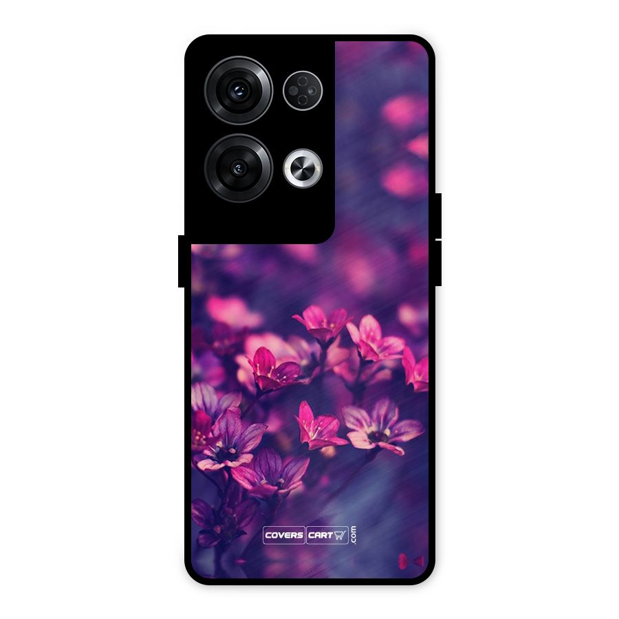 Violet Floral Metal Back Case for Oppo Reno8 Pro 5G
