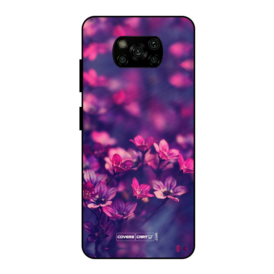 Violet Floral Metal Back Case for Poco X3