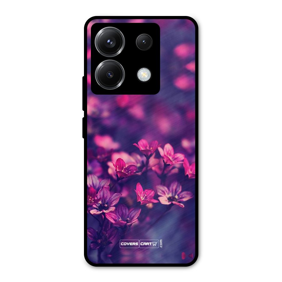 Violet Floral Metal Back Case for Poco X6