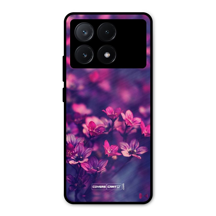 Violet Floral Metal Back Case for Poco X6 Pro