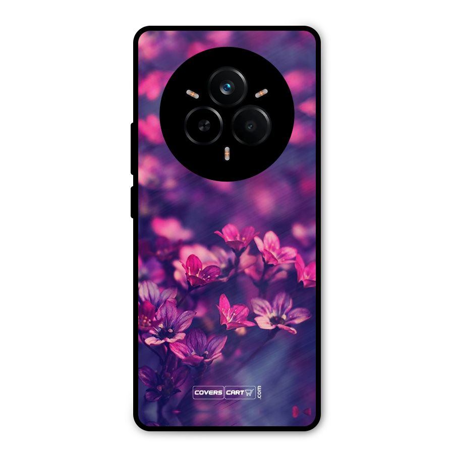 Violet Floral Metal Back Case for Realme 14 Pro