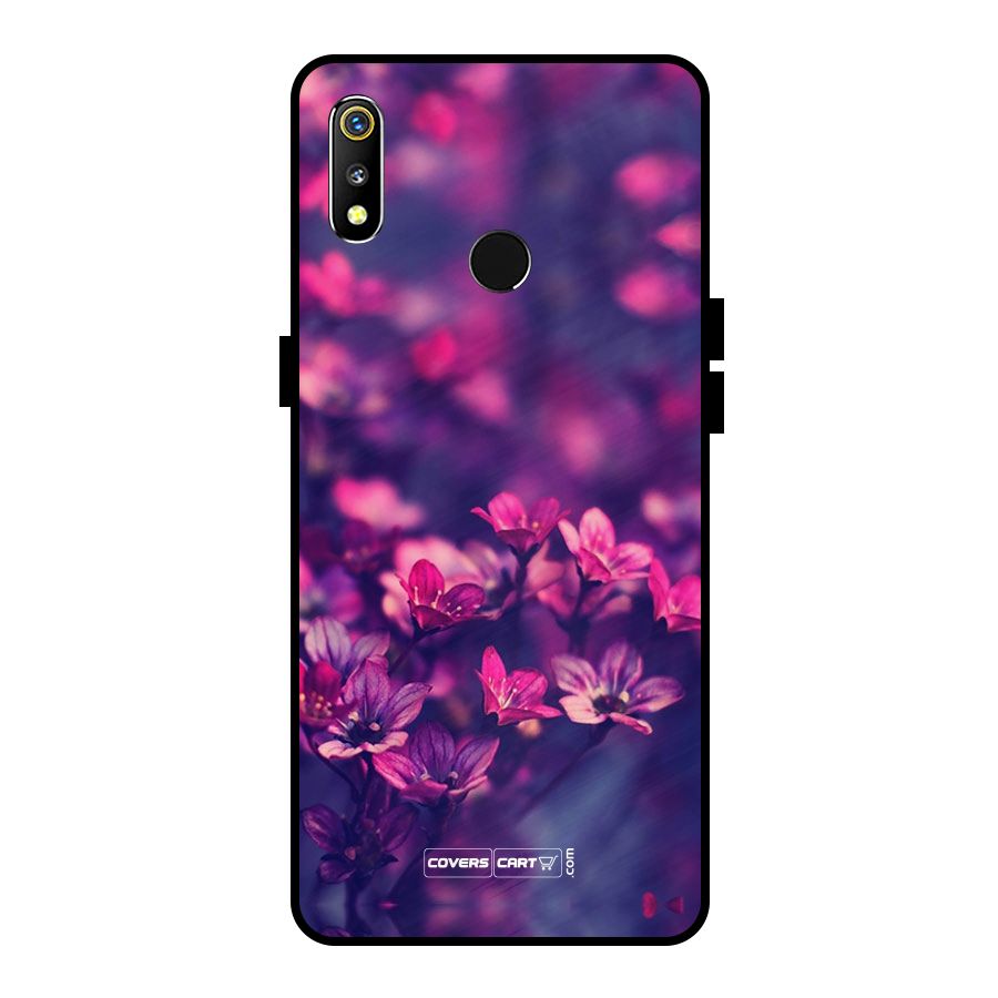 Violet Floral Metal Back Case for Realme 3