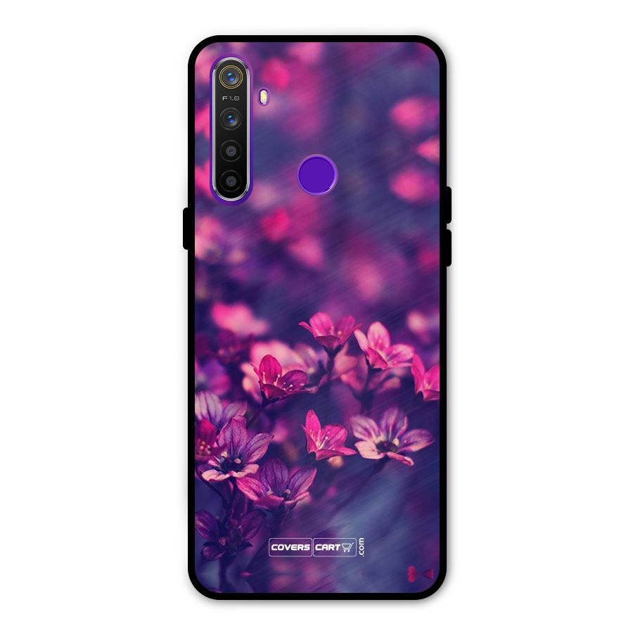 Violet Floral Metal Back Case for Realme 5