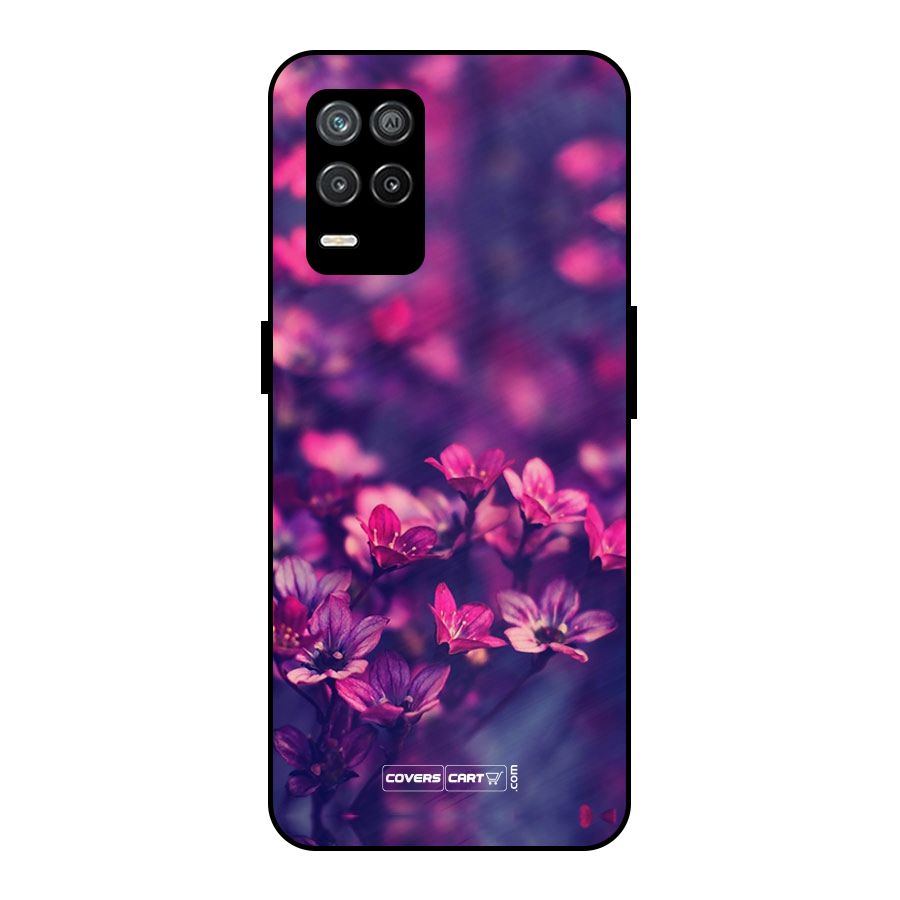 Violet Floral Metal Back Case for Realme 8s 5G