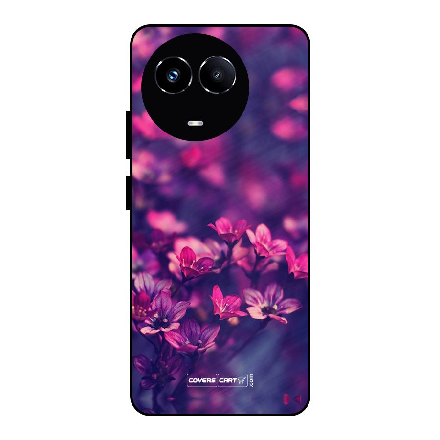 Violet Floral Metal Back Case for Realme Narzo 60X